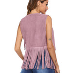 Zeagoo Fringe Vest 70s Cowgirl Costume Faux Suede Rave