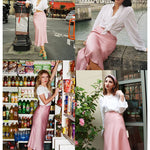 Satin Zipper Elegant Work Skirts - Zeagoo (US Only)