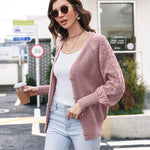 Lantern Sleeve Button Down Cable Knit Sweate - Zeagoo (Us Only)