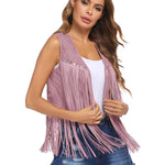 Zeagoo Fringe Vest 70s Cowgirl Costume Faux Suede Rave