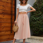 High Waisted Flowy Elastic Skirts , Lightweight Long Skirts - Zeagoo (Us Only)