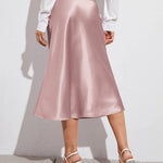 Satin Zipper Elegant Work Skirts - Zeagoo (US Only)