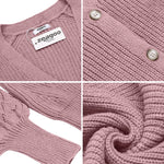 Lantern Sleeve Button Down Cable Knit Sweate - Zeagoo (Us Only)