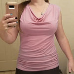 Ruched Cowl Neck Tank Tops - Zeagoo (Us Only)