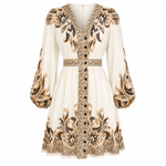 Poppy Sinclair | Paisley Print V-Neck Midi Dress For Women