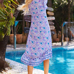 Zeagoo Women's Bohemian Floral Tie Front V Neck Midi Dresses