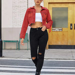 Long Sleeve Crop Denim Jacket - Zeagoo (Us Only)