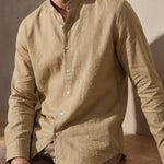 Orazio Linen Blend Mandarin Collar Shirt
