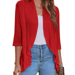 Zeagoo Women's 3/4 Sleeve Draped Ruffles Cardigan