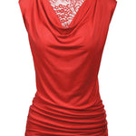 Ruched Cowl Neck Tank Tops - Zeagoo (Us Only)