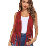 Zeagoo Fringe Vest 70s Cowgirl Costume Faux Suede Rave