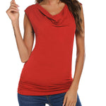 Ruched Cowl Neck Tank Tops - Zeagoo (Us Only)