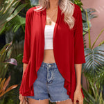 Zeagoo Women's 3/4 Sleeve Draped Ruffles Cardigan