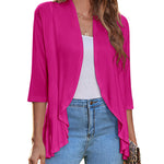 Zeagoo Women's 3/4 Sleeve Draped Ruffles Cardigan