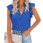 Zeagoo Women's Casual Print Ruffle Sleeve Summer Tops