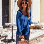Zeagoo Long Sleeve Shirts Square Neck Pleated Tunic Tops