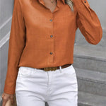 Casual Single-breasted Solid Color Color-blocked Long-sleeved Collared Shirt