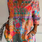 Charlotte King | Vibrant Floral Print Cotton Blouse For Women