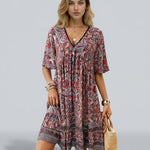 Brooke Flemming | V-Neck Flared Sleeve Paisley Mini Dress For Women