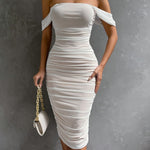Audrey Flemming | Off-Shoulder Ruched Midi Dress For Women