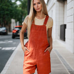 Orange Summer Pinafore Overalls Jumpsuit