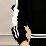 Zeagoo Women's Athleisure Contrast Stripe Sweatshirt Skirt Set