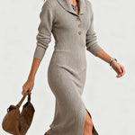 Zeagoo Elegant Fitted Front Split Knit Dress for Women Casual Summer Vacation 2026