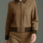 Zeagoo Women's Chic Faux Suede Jacket and Mini Skirt Set