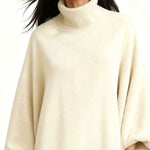 Zeagoo Women's Comfort Turtleneck Balloon Sleeve Loose Dress