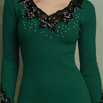 Zeagoo Elegant Lace Details Knit Midi Dress for Women Casual Elegant Summer 2026 Work Brunch