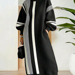 Zeagoo Women's Casual Contrast Color Stripe Design Dress