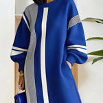 Zeagoo Women's Casual Contrast Color Stripe Design Dress