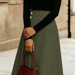 Zeagoo Women's Classic High Waist A-Line Midi Skirt