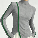 Zeagoo Elegant Contrast Piping Turtleneck Knit Undershirt for Women Casual Work Office Loose Fit 2026 | Under $25