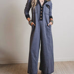 Zeagoo Women's Comfy Loose Fit Contrast Color V-Neck Jumpsuit
