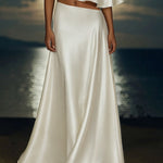 Zeagoo Women's Chic Satin Slant-Cut Crop Top and Maxi Skirt Set