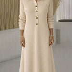 Zeagoo Women's Classic Heart Shaped Button Ribbed Knit Dress