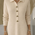 Zeagoo Women's Classic Heart Shaped Button Ribbed Knit Dress