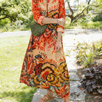 Zeagoo Women's Artistic Floral Pattern Loose Fit Maxi Dress