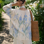 Zeagoo Elegant Spring Print Lantern Sleeve Blouse with Scarf for Women Casual Work Office Loose Fit 2026 | Under $40