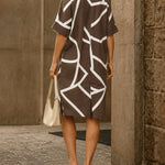 Minimal Art Graphic Printed Shirt Dress