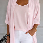 Lightweight Chiffon Cami Top with Cardigan Set