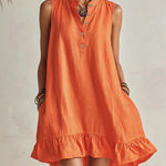 Cute A-line Stand Collar Ruffled Mini Dress