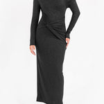 One-shoulder sexy ruched slim-fit long-sleeved bodycon dress