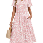 Zeagoo Women's Casual Short Sleeve A-line Midi Dress with Pocket (US Only)
