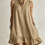 Cute A-line Stand Collar Ruffled Mini Dress