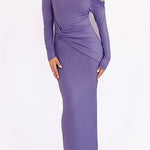 One-shoulder sexy ruched slim-fit long-sleeved bodycon dress
