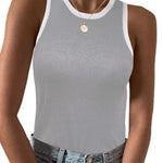 Zeagoo Tank Top Crowl Neck Ribbed Knit Shirts