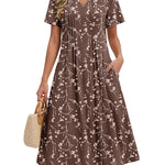Zeagoo Women's Casual Short Sleeve A-line Midi Dress with Pocket (US Only)