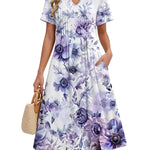 Zeagoo Women's Casual Short Sleeve A-line Midi Dress with Pocket (US Only)
